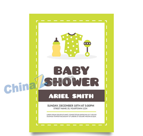 可爱迎婴派对海报矢量图